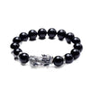 Natural Obsidian Silver Pixiu Lucky Bracelet - FengshuiGallary