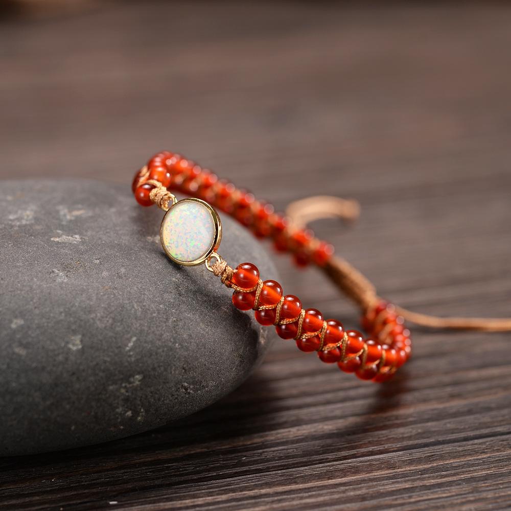 Natural Opal Bohemian Woven Agate Beaded Lucky Bracelet - FengshuiGallary