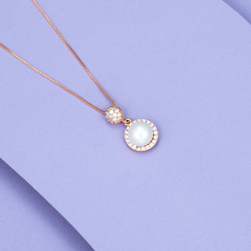 Natural Pearl Cubic Zirconia Wealth Pendant Necklace - FengshuiGallary