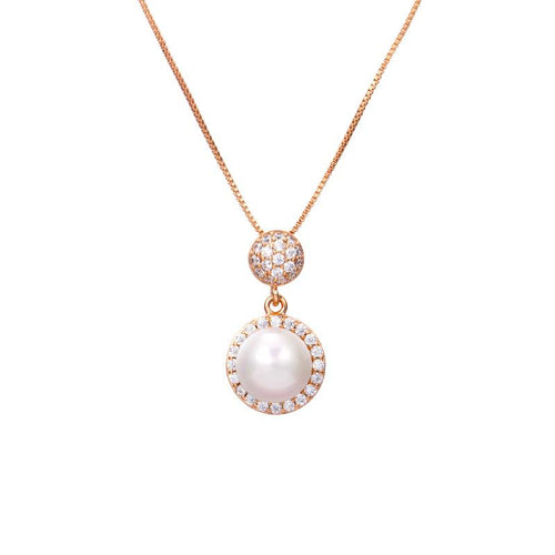 Natural Pearl Cubic Zirconia Wealth Pendant Necklace - FengshuiGallary