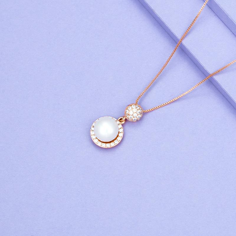 Natural Pearl Cubic Zirconia Wealth Pendant Necklace - FengshuiGallary