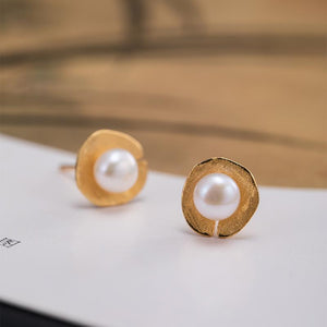 Natural Pearl Lotus Leaf Wealth Earring - FengshuiGallary
