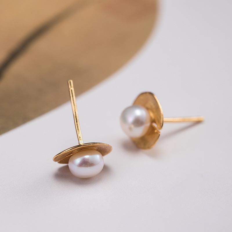 Natural Pearl Lotus Leaf Wealth Earring - FengshuiGallary