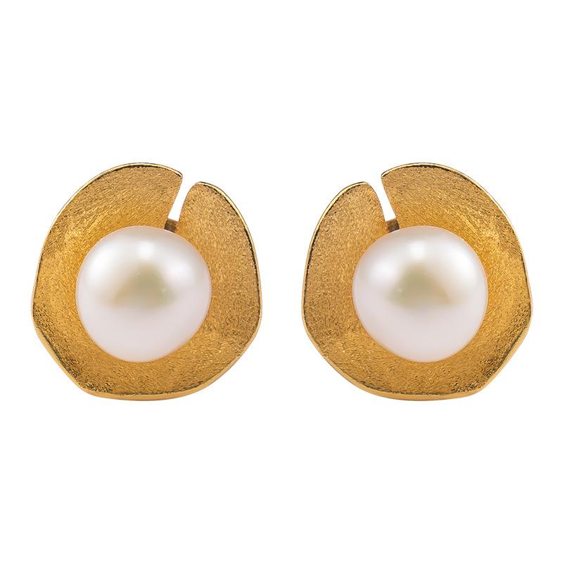 Natural Pearl Lotus Leaf Wealth Earring - FengshuiGallary