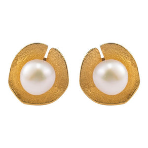 Natural Pearl Lotus Leaf Wealth Earring - FengshuiGallary