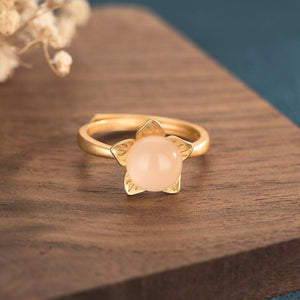 Natural Pearl Lotus Sitting Gold Wealth Ring - FengshuiGallary