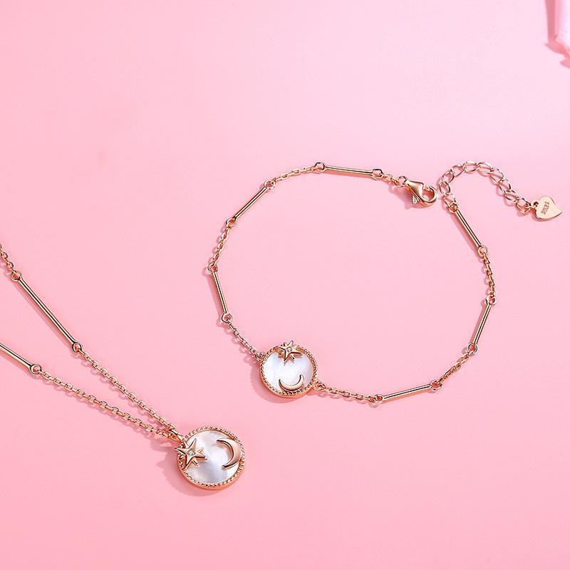 Natural Pearl Moon Star Pendant Necklace - FengshuiGallary