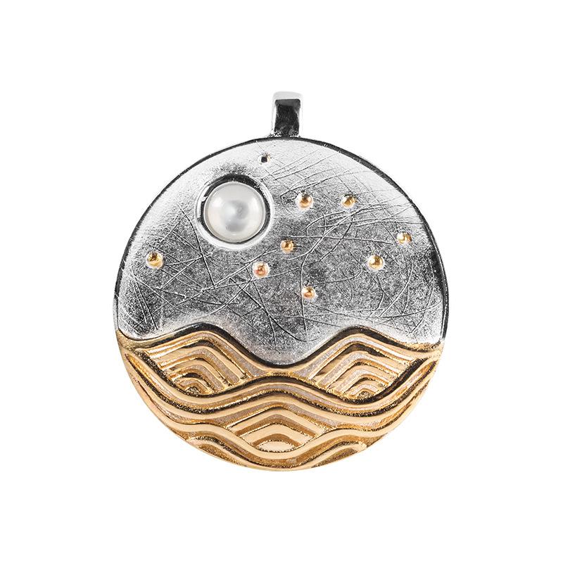 Natural Pearl Sun And Sea 925 Silver Lucky Pendant Necklace - FengshuiGallary