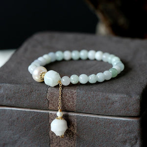 Natural Pearl White Jade Bracelet - FengshuiGallary