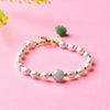 Natural Pearl White Jade Bracelet-Green Jade Lotus Flower - FengshuiGallary