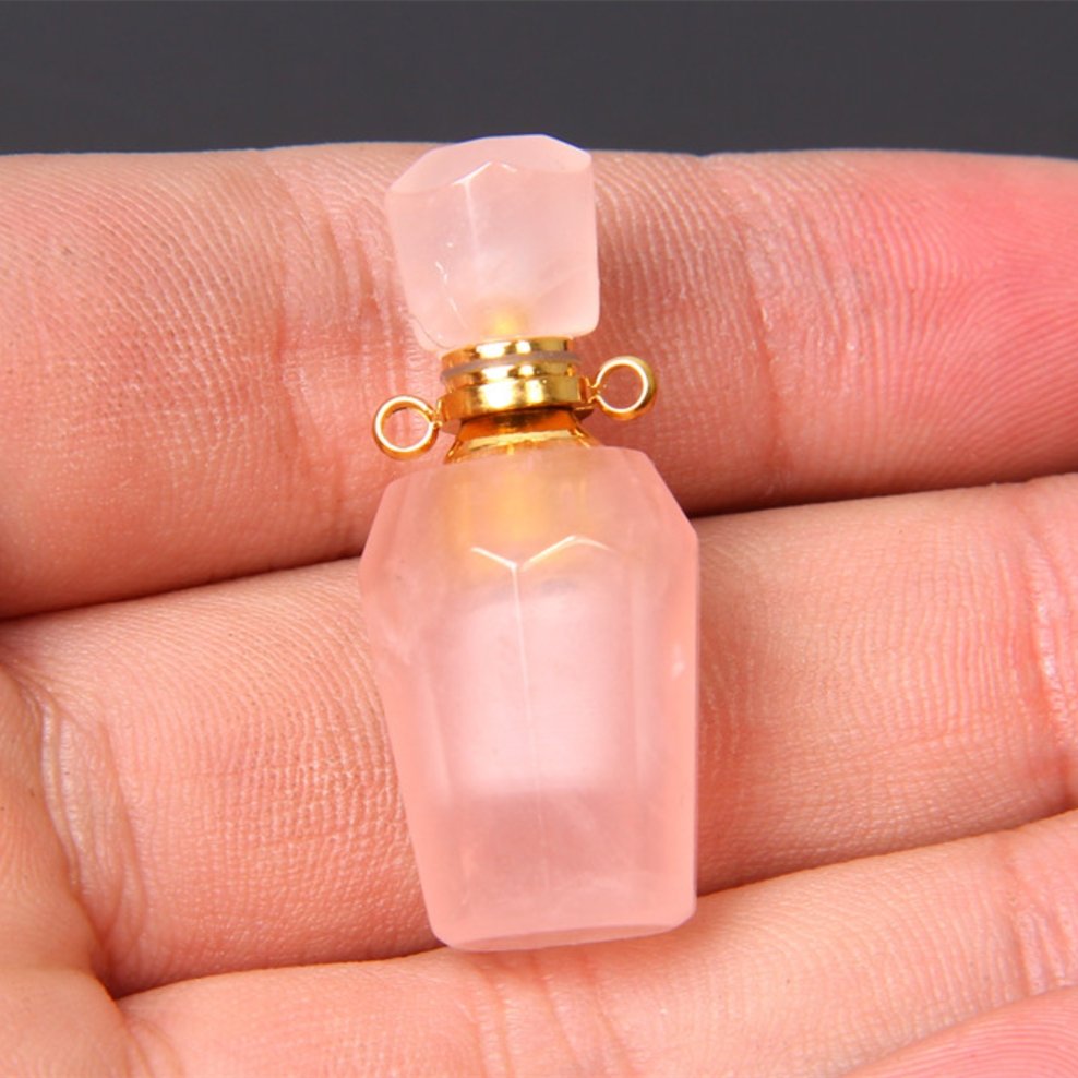 Natural Pink Fluorite Perfume Bottle Healing Pendant - FengshuiGallary