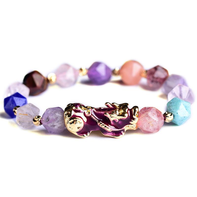 Natural Purple Crystal Color Changing Pixiu Healing Bracelet - FengshuiGallary