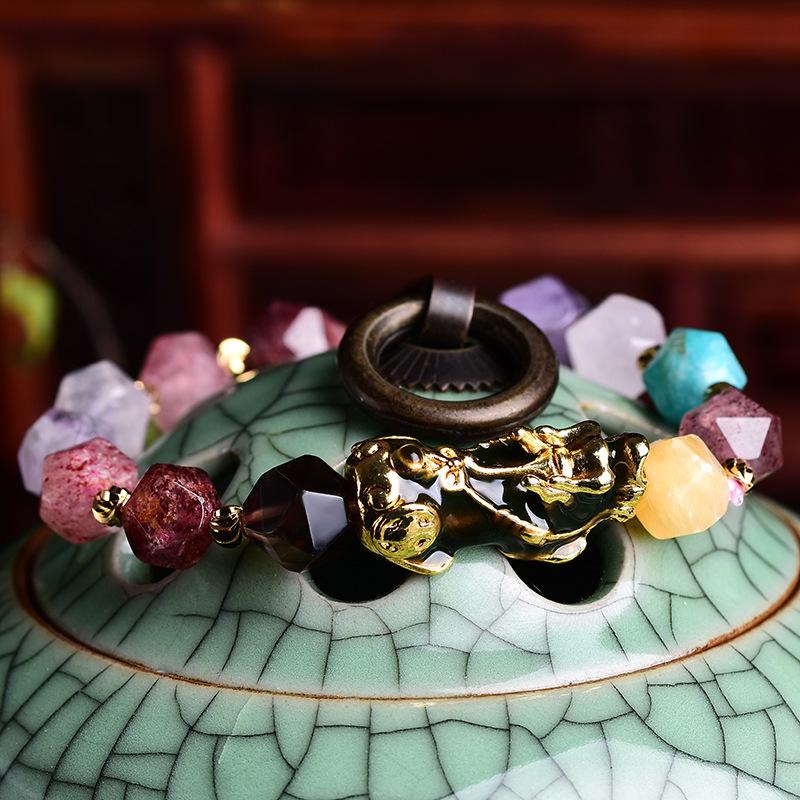 Natural Purple Crystal Color Changing Pixiu Healing Bracelet - FengshuiGallary