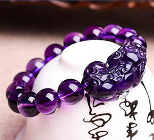 Natural Purple Crystal Pixiu Health & Wealth Bracelet - FengshuiGallary