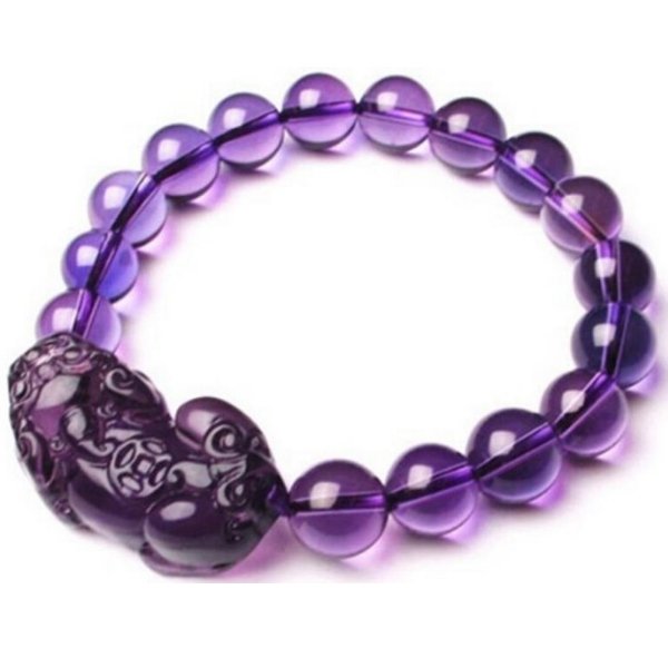 Natural Purple Crystal Pixiu Health & Wealth Bracelet - FengshuiGallary
