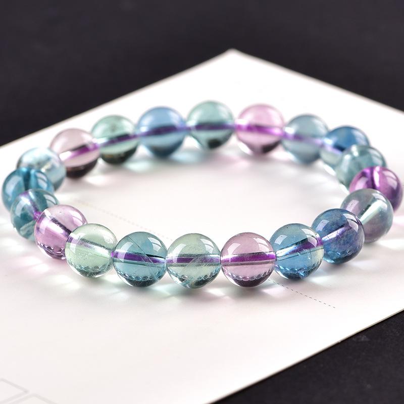 Natural Rainbow Fluorite Stone Bead Healing Bracelet - FengshuiGallary