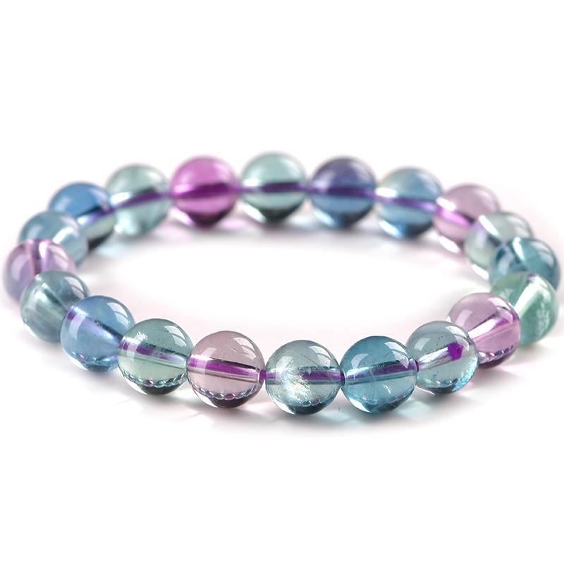 Natural Rainbow Fluorite Stone Bead Healing Bracelet - FengshuiGallary