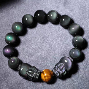 Natural Rainbow Obsidian Double Pixiu Protection Bracelet - FengshuiGallary