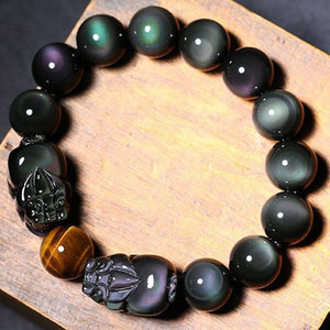 Natural Rainbow Obsidian Double Pixiu Protection Bracelet - FengshuiGallary