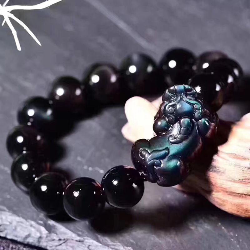 Natural Rainbow Obsidian Pixiu Protection Bracelet - FengshuiGallary