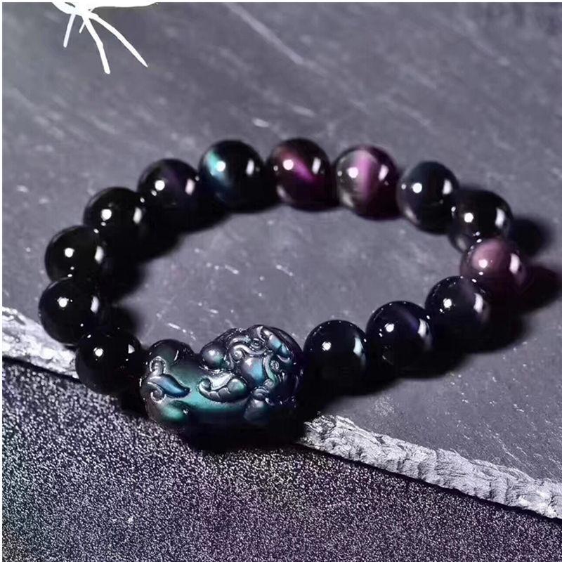 Natural Rainbow Obsidian Pixiu Protection Bracelet - FengshuiGallary