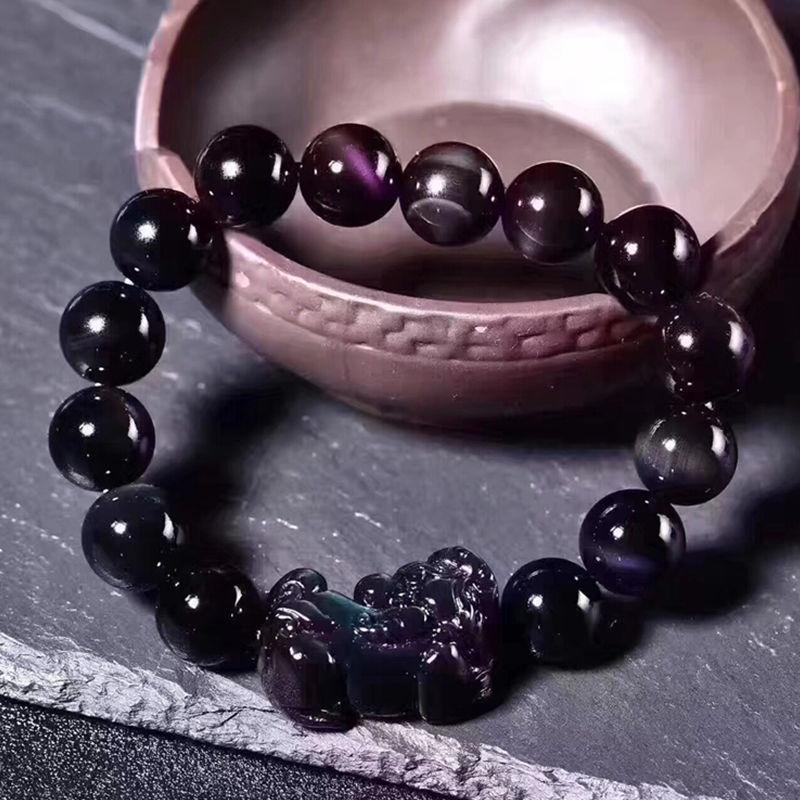 Natural Rainbow Obsidian Pixiu Protection Bracelet - FengshuiGallary