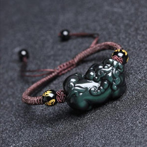 Natural Rainbow Obsidian Pixiu Rope Lucky Bracelet - FengshuiGallary