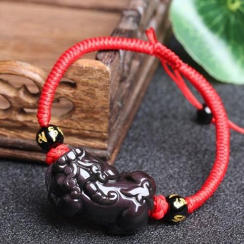 Natural Rainbow Obsidian Pixiu Rope Lucky Bracelet - FengshuiGallary
