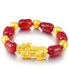 Natural Red Agate 24k Gold Pixiu Wealth Bracelet - FengshuiGallary