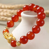 Natural Red Agate Gold Bead Pixiu Lucky Bracelet - FengshuiGallary
