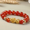Natural Red Agate Gold Bead Pixiu Lucky Bracelet - FengshuiGallary