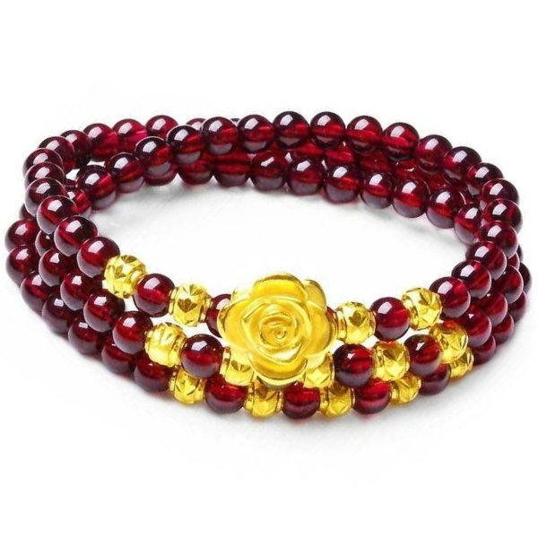 Natural Red Agate Gold Rose Healing Bracelet - FengshuiGallary