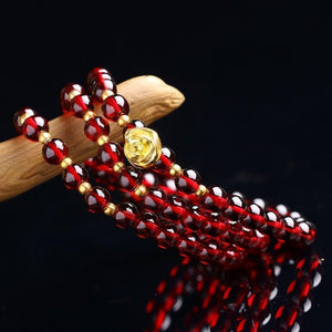 Natural Red Agate Gold Rose Healing Bracelet - FengshuiGallary