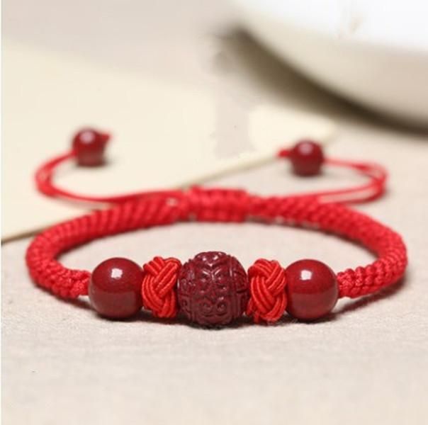 Natural Red Cinnabar Beads Wealth Red Rope Bracelet - FengshuiGallary