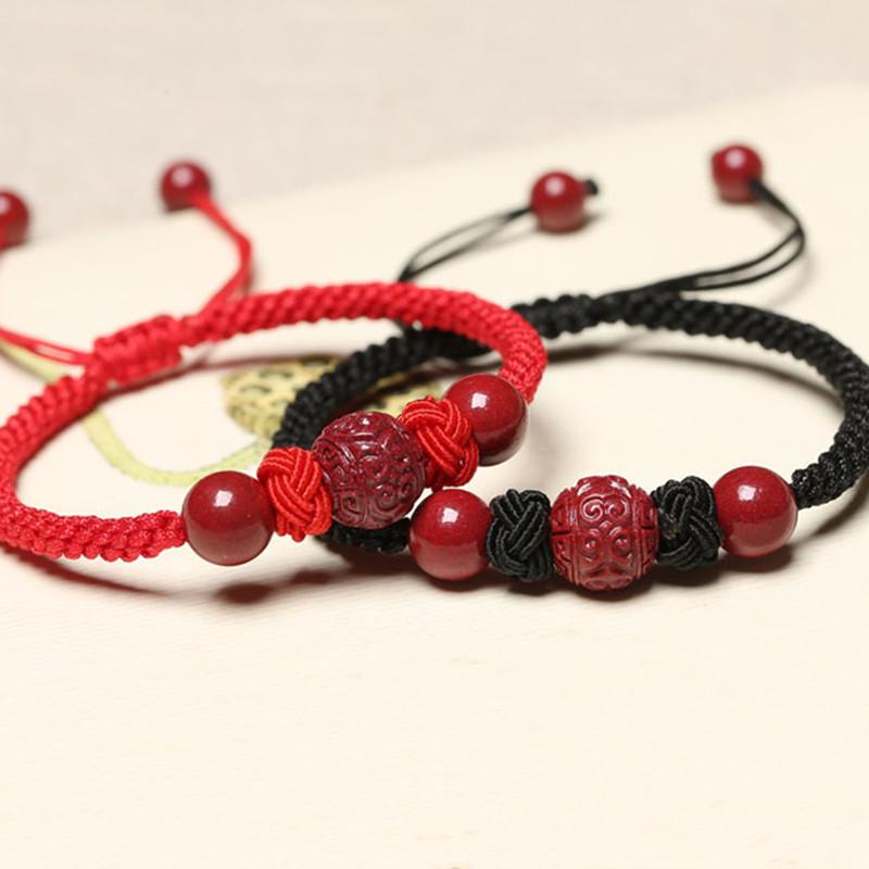 Natural Red Cinnabar Beads Wealth Red Rope Bracelet - FengshuiGallary