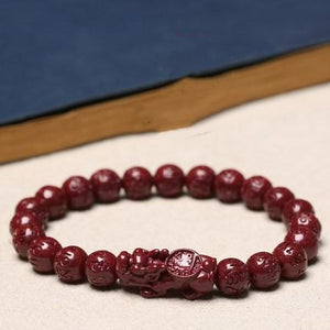 Natural Red Cinnabar Six Ture Words Pixiu Protection Bracelet - FengshuiGallary