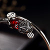 Natural Red Garnet Pixiu 925 Silver Wealth Bangle - FengshuiGallary