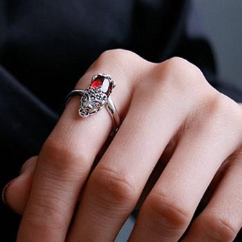 Natural Red Garnet Pixiu Thai Silver Wealth Ring - FengshuiGallary