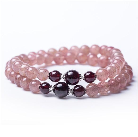 Natural Strawberry Crystal Double Circle Lucky Bracelet - FengshuiGallary