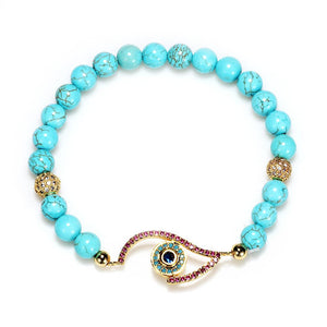 Natural Turquoise Diamond Eye Healing Bracelet - FengshuiGallary