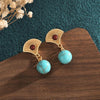 Natural Turquoise Drop Fan Lucky Earring - FengshuiGallary