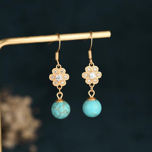 Natural Turquoise Plum Flower Lucky Earring - FengshuiGallary
