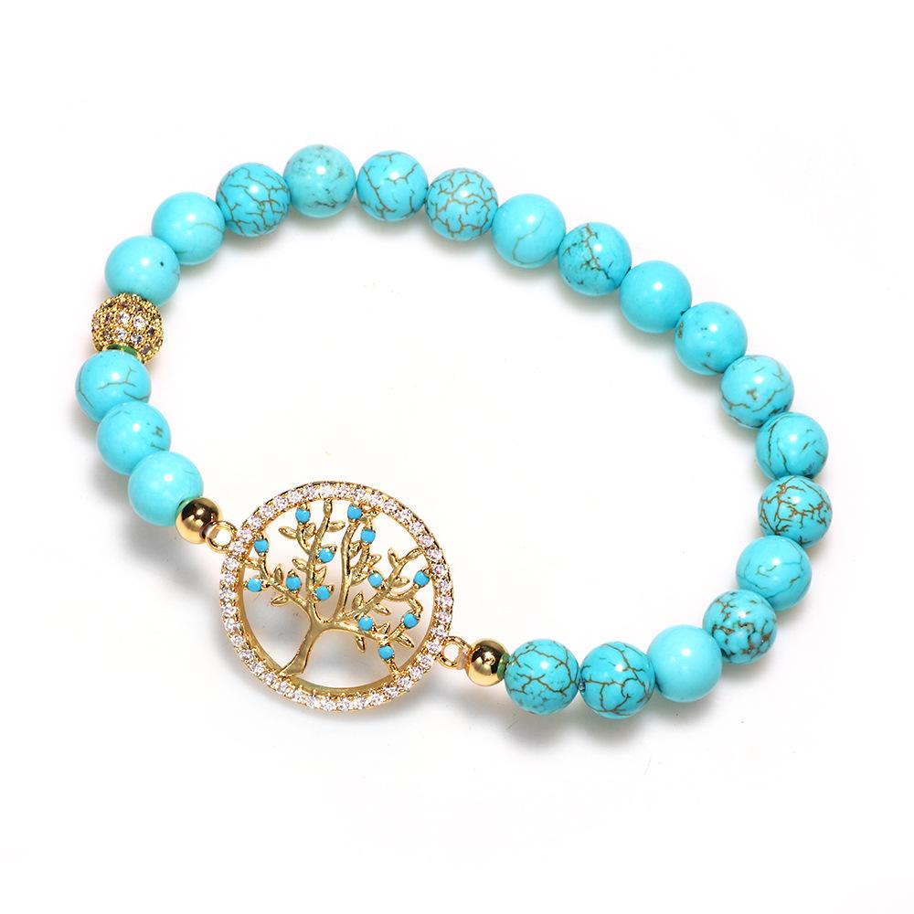 Natural Turquoise Stone Life Of Tree Protection Bracelet - FengshuiGallary