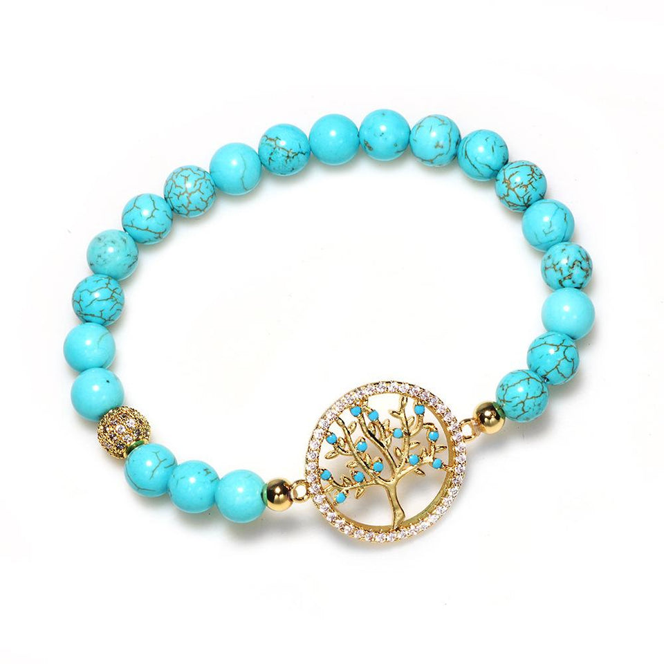 Natural Turquoise Stone Life Of Tree Protection Bracelet - FengshuiGallary