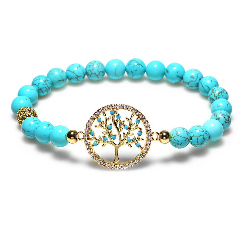 Natural Turquoise Stone Life Of Tree Protection Bracelet - FengshuiGallary