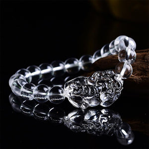 Natural White Crystal Pixiu Positivity Bracelet - FengshuiGallary