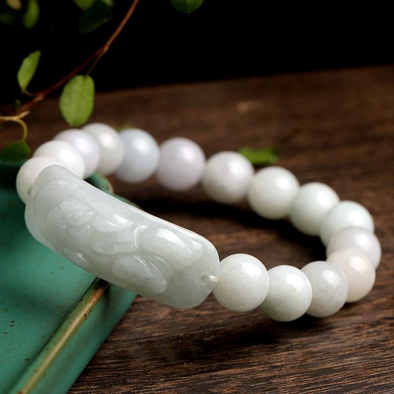 Natural White Jade Blessings & Good Luck Pixiu Lucky Bracelet - FengshuiGallary