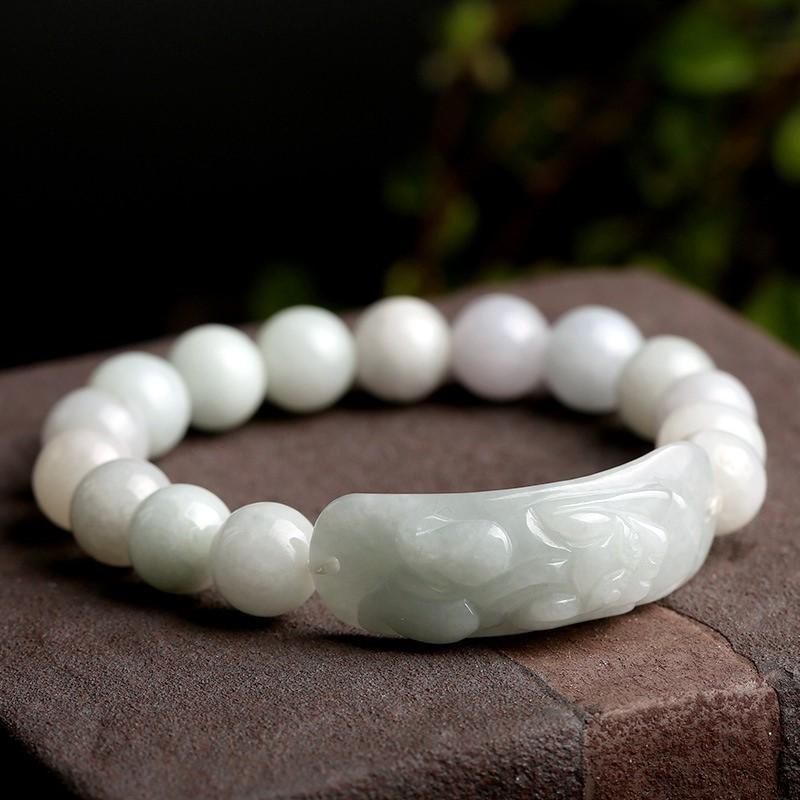 Natural White Jade Blessings & Good Luck Pixiu Lucky Bracelet - FengshuiGallary