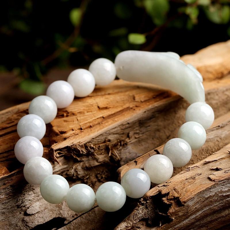 Natural White Jade Blessings & Good Luck Pixiu Lucky Bracelet - FengshuiGallary