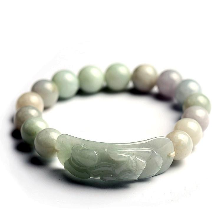 Natural White Jade Blessings & Good Luck Pixiu Lucky Bracelet - FengshuiGallary